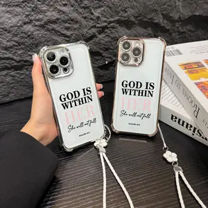 Christian Aesthetic Phone Case for iPhone Samsung Galaxy 17Pro Max Air 16 15Plus 14 13 12 11 XR XS S25 S24 S23 S22 Lightweight Drop-Proof Shockproof Full Camera Protection Cover with Hand Strap for Believers NN88