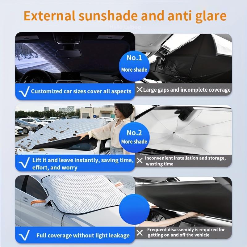 Car Windshield Snow Cover Sun Shade Winter Dust Rain Ice Frost Guard Protector Durable Design for Year Round Weather Protection & Summer Sunshade