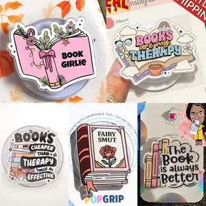 Book Girlie Phone Grip, Cute Book Aesthetic Magnetic Pop Socket for Book Lovers
