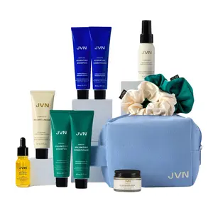 JVN Hair Self-Care Starter Set - 10-Piece Complete Routine Kit with Hemisqualane | Scalp Oil, Shampoo, Conditioner, Mist, Serum, Air Dry Cream & More