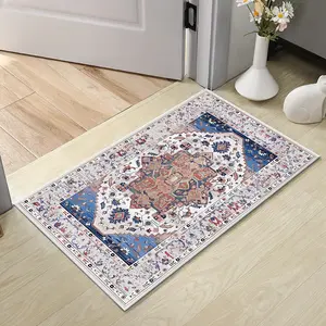 White 3 Piece Boho Kitchen Rug Set with Runner Non Slip Washable Thick Floor Mats for Hallway Laundry Holiday Decor