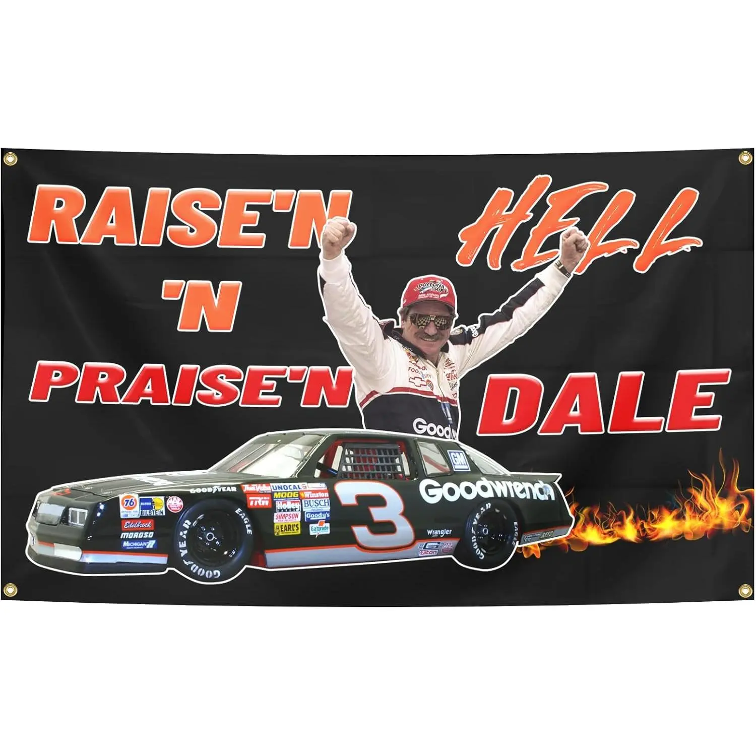 Dale Earnhardt Racing Flag Tapestry with Grommets, 40*60in/60x40 inches Synthetic Water-Resistant Home Decor, Flags for Room for Indoors & Man Cave