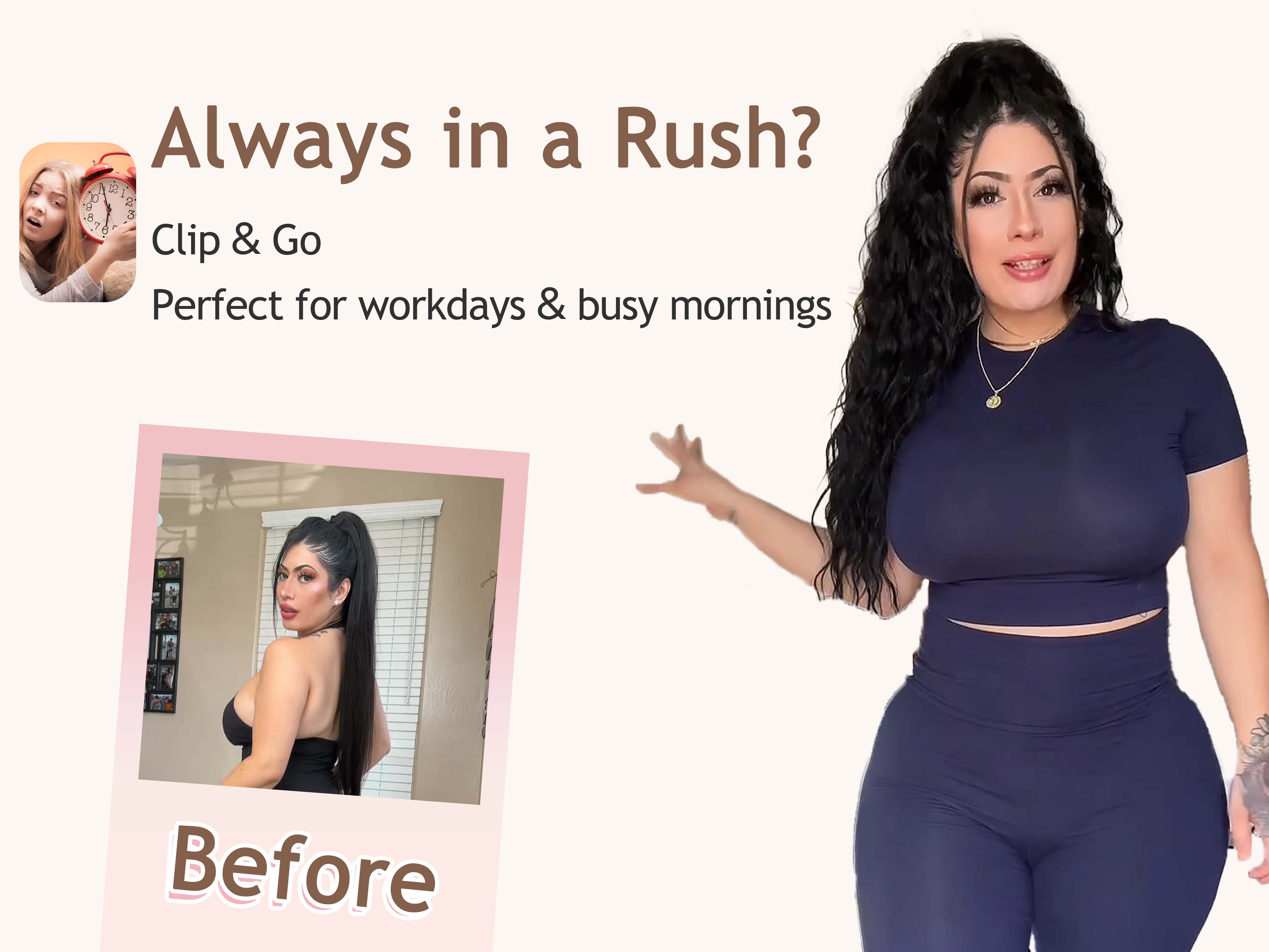 ORSUNCER Hair Extension Claw Ponytail Long Wavy Ponytail Extension Black Brown 30 Inch Curly Clip Ponytail in Hair Extensions For Women Fluffy Natural Looking Synthetic Hairpiece for Daily Use Easy To Go