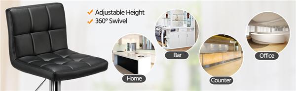 Yaheetech Set of 2 Tall Bar Stools with Adjustable Height, PU Leather Backrest and Footrest, Swivel Bar Chairs - Heavy-duty and Durable