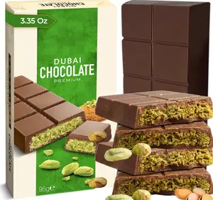 Chobella Dubai Chocolate Bar Pistachio 3.35oz (95g), Premium Mini Dubai Chocolate Bar with Pistachio Cream and Kataifi, Viral Candy with Shredded Phyllo Dough, Knafeh