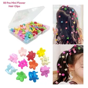 50 Pcs Mini Flower Hair Clips – Colorful Hair Claws for Baby & Toddler Girls, Decorative Tiny Hair Clips for Buns, Assorted Floral Colors, Easter Gift