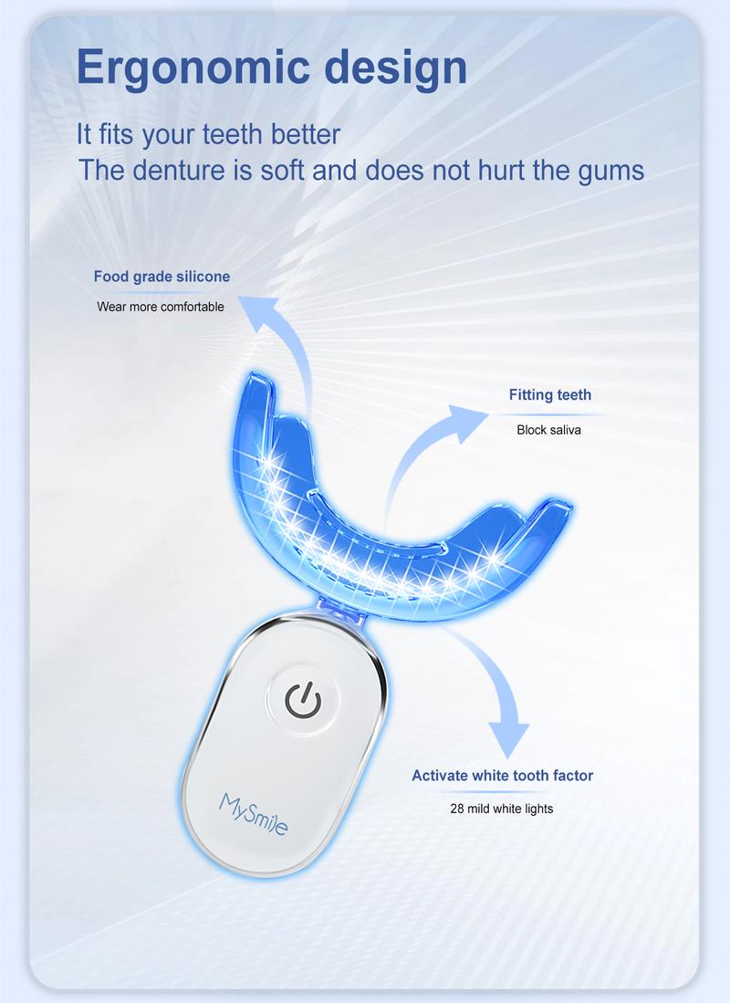 MySmile Pro Teeth Whitening Kit with LED Light (28x Bulbs) - 3 Gel Syringes & Tray | Non-Sensitive 10-Min Fast Whitening