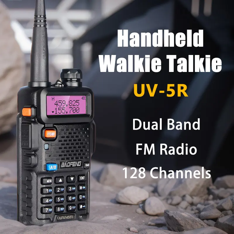 Baofeng UV-5R Portable Walkie Talkie - Plug-and-Play High-Power Audio Device for Fishing, Hiking, Camping, Work, with 128 Memory Channels, Large Battery, Long-Distance Communication, FM Radio, Multi-Band, LCD Display, Fast Type-C Charging, LED Light, Surv