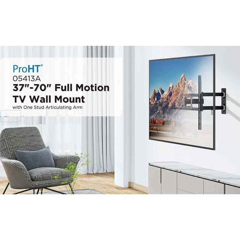 Full Motion Dual Arm TV Wall Mount for 37 in. - 70 in. Flat Panel TV's with 25 Degree Tilt, 77 lb. Load Capacity
