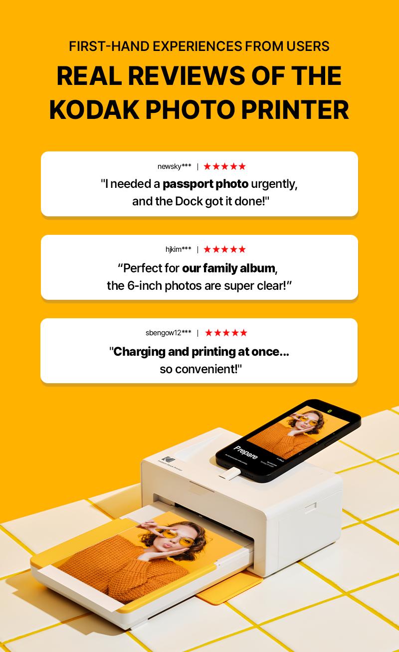 KODAK Dock Plus 4PASS Instant Photo Printer – 4x6” Prints, Easy Bluetooth Connection, High-Quality Output (50 Sheets)