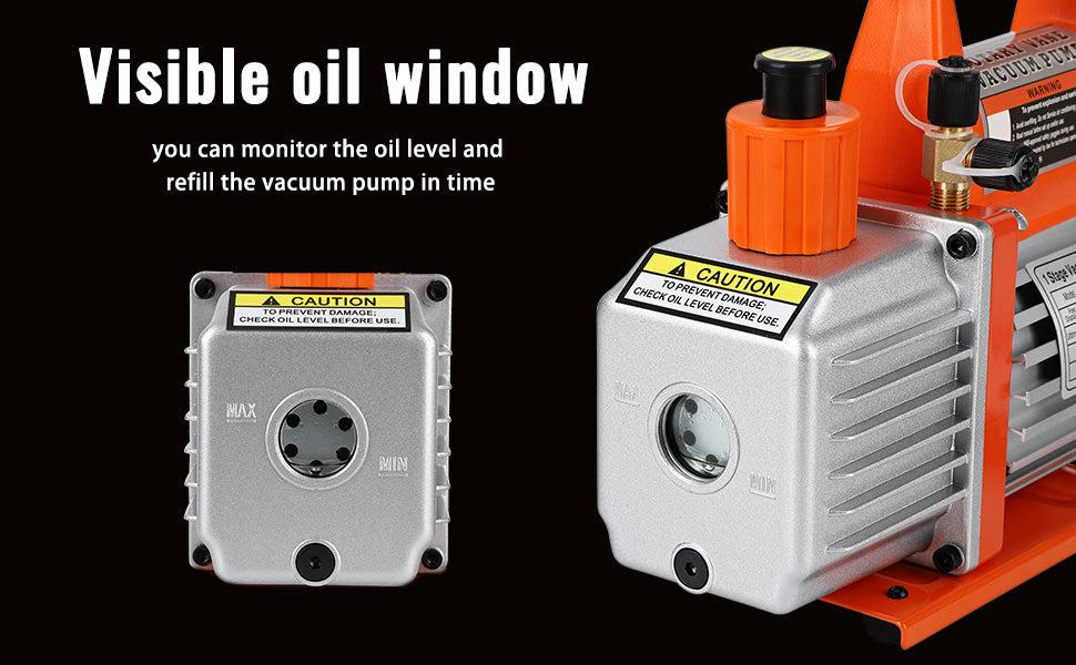 GARVEE Rotary Vane Vacuum Pumps: 5CFM, 4.5CFM, and 3.5CFM Options with 1/2HP, 1/3HP, and 1/4HP Motors for HVAC, Refrigerant Handling, and Vacuum Packaging, Complete with Oil Bottle for Enhanced Efficiency.