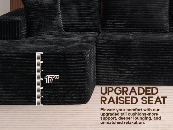 135" Oversized U Shaped Cloud Couch Sectional Sofa with Chaise Modern Modular Sofa with Lounge Chairs Upholstered Boneless Couches for Living Room Bedroom Plush Corduroy Fabric【3 Packages Shipping】