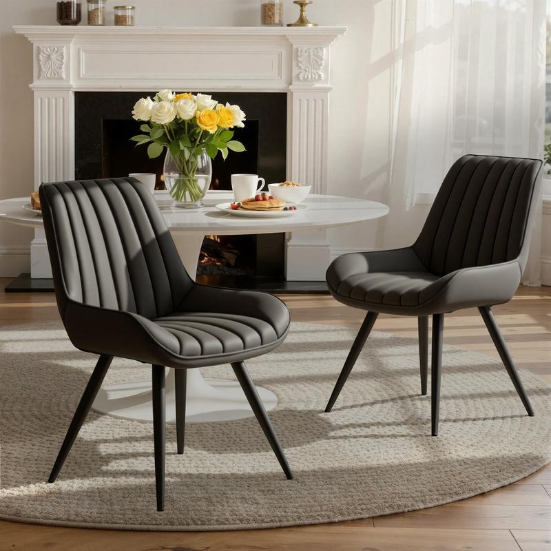 Modern Dining Chairs Set of 4, Comfy Dining Room Chairs with Thick Cushions, Upholstered Fabric Kitchen Side Chairs with Metal Legs, springtok