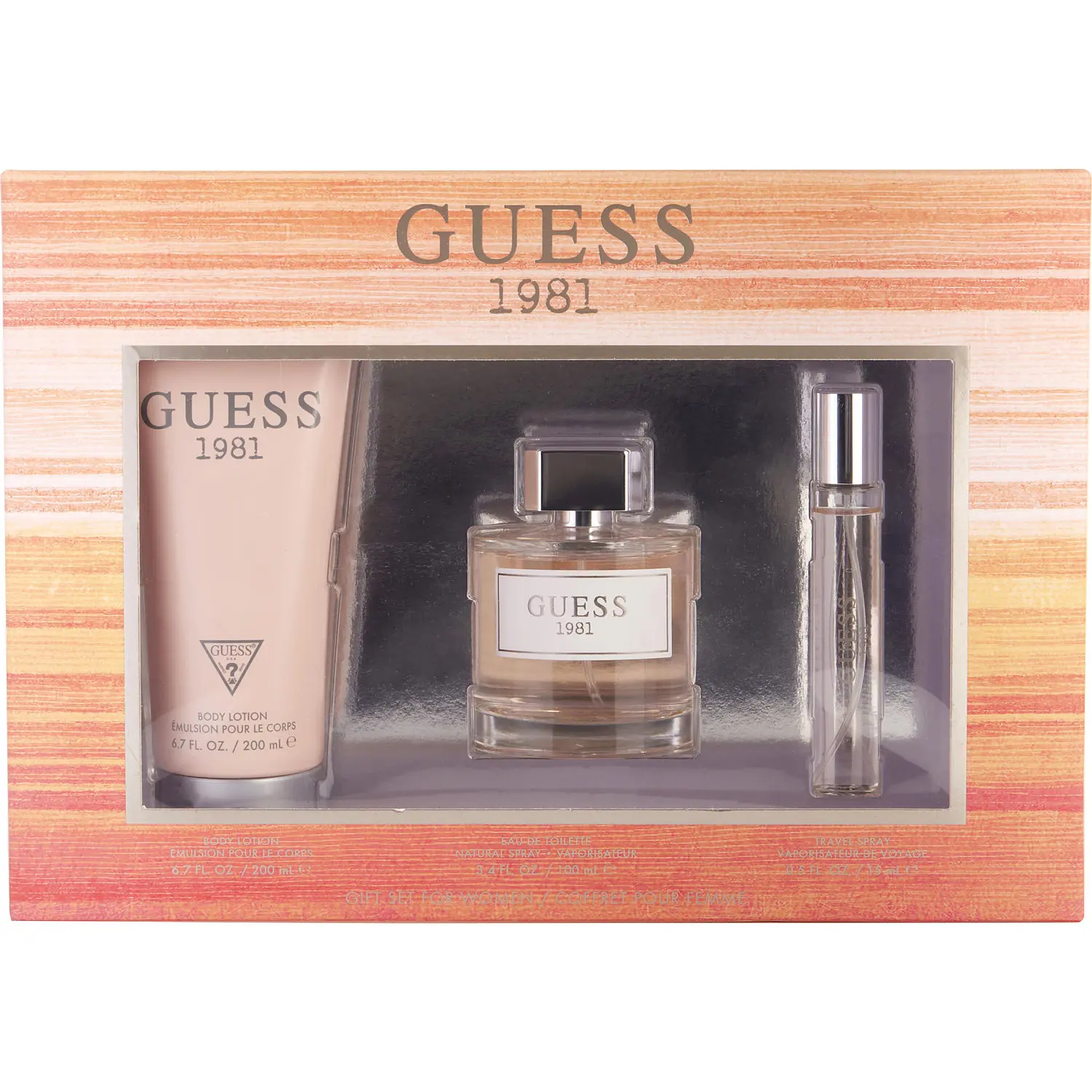 Guess 1981 Set-Edt Spray 3.4 Oz & Body Lotion 6.7 Oz & Edt Spray 0.5 Oz Mini For Women Guess 1981 Set-Edt Spray 3.4 Oz & Body Lotion 6.7 Oz & Edt Spray 0.5 Oz Mini For Women
