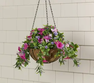 Wicker Park 18" Cascading Petunia and Wildflower Hanging Basket
