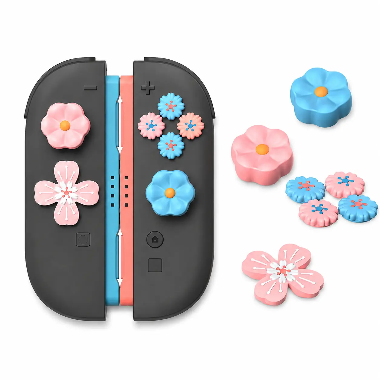 Jemdo Joy-Con 2 Controller Grip & Thumb Button Cap Set Anti-Slip Sweatproof Silicone Protective Cover Comfort Gamepad Grips for Nintendo Switch 2