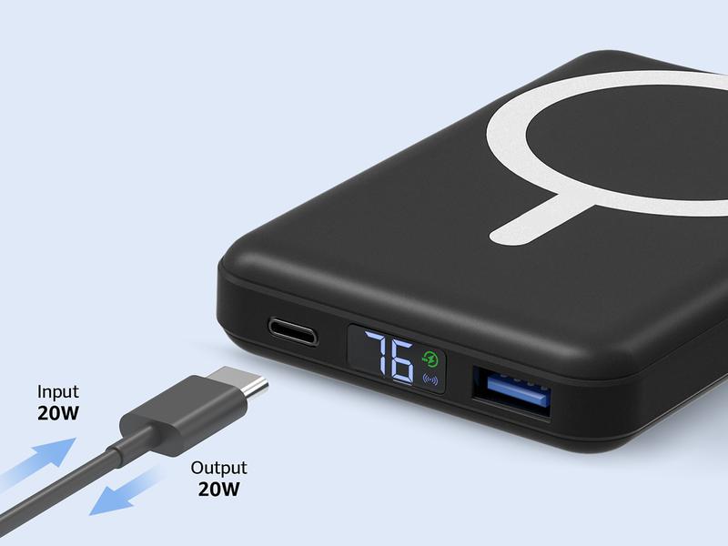 Podoru for MagSafe Battery Pack, 10000mAh Magnetic Power Bank LED Display Fast Charging Wireless Portable Charger for iPhone 17/16/15/14/13/12 Series