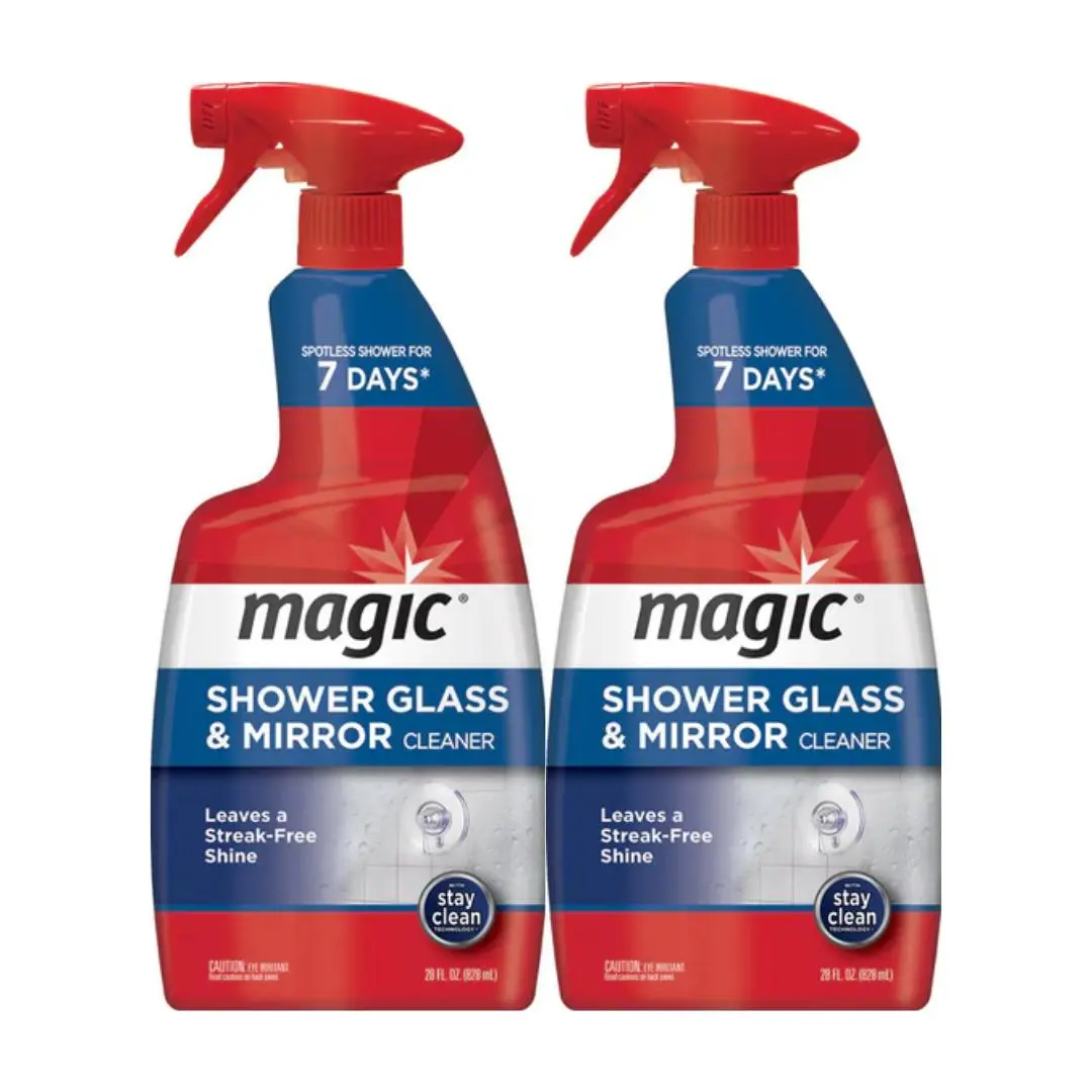 Magic Household 2-Pack 28 oz Liquid Glass Cleaner Spray, Citrus-Scented Ready-to-Use Cleaning Solution, No-Rinse Tech, 7-Day Spotless Protection, Water-Repelling Water-Beading Action, Fog Free Stain/Soap Scum/Mold Remover for Windows, Easy to Clean, Mirro
