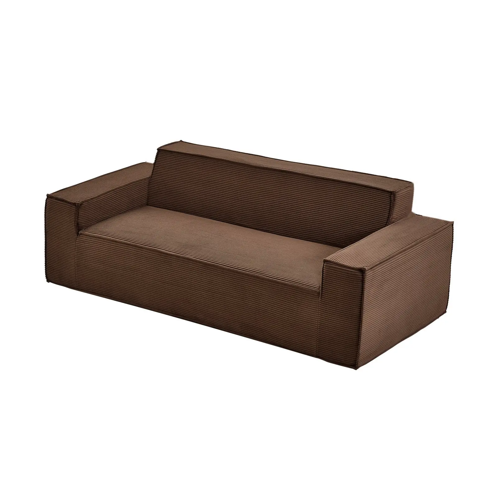 3-Seater Sofa In A Box, 83-Inch No Assembly Corduroy Couch With Memory Foam Cushions, Deep Seats For Living Room, Apartment, Or Office, Brown, Versatile Modern Furniture For Small Spaces, Soft Upholstery And Durable Frame
