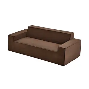 3-Seater Sofa In A Box, 83-Inch No Assembly Corduroy Couch With Memory Foam Cushions, Deep Seats For Living Room, Apartment, Or Office, Brown, Versatile Modern Furniture For Small Spaces, Soft Upholstery And Durable Frame