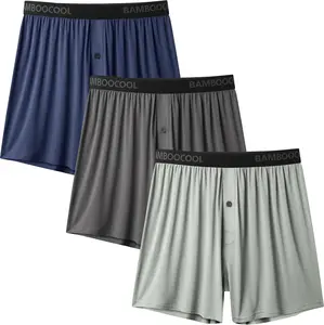 BAMBOO COOL Men’s Boxer Shorts Underwear Pack – Soft Breathable Bamboo Viscose Knit Boxers for Men, Comfortable Loose Fit Everyday Underwear (3 or 5 Pack)