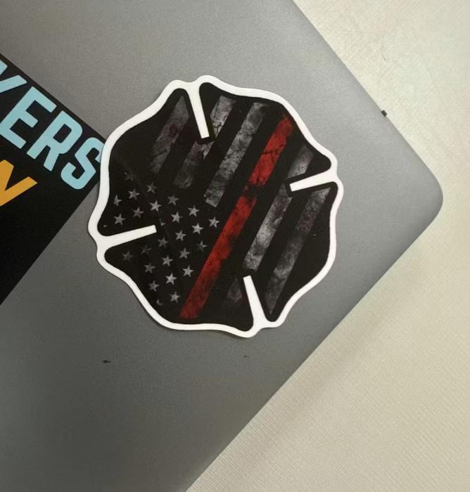 Fire Subdued American Flag Sticker "Final Sale" | Firefighter Support Decal | Weatherproof Viny