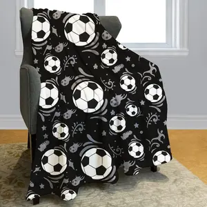 Soccer Blanket Soft Fleece Throw Microfiber Ultra Cozy Fuzzy for Couch Bed Travel Adults Comfortable Versatile Use