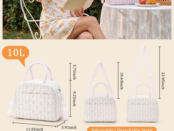 MEXS 2026 Lunch Bag for Women Reusable Lunch Box Quilted Puffer Large Capacity Insulated Cooler Tote Bags Work Travel Picnic