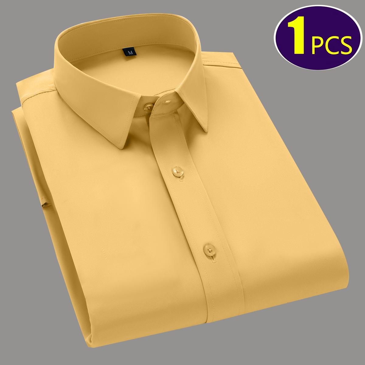 2-Pack Men's Long Sleeve Shirts Business Professional Dress Non-Iron Suit Shirt Casual Tooling