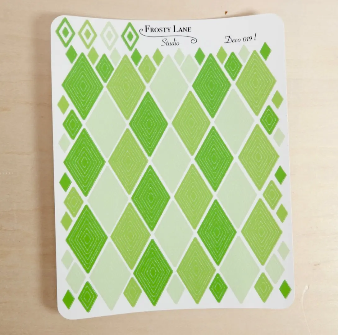 Deco019.l. Lime Diamond Outline Sticker Sheet