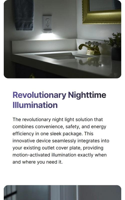 SnapPower MotionLight Illuminated Outlet Cover Plate with Motion-Sensor LED Night Light for Wall Home Lighting - Available in Duplex, Decor & GFCI styles. (Outlet not included)