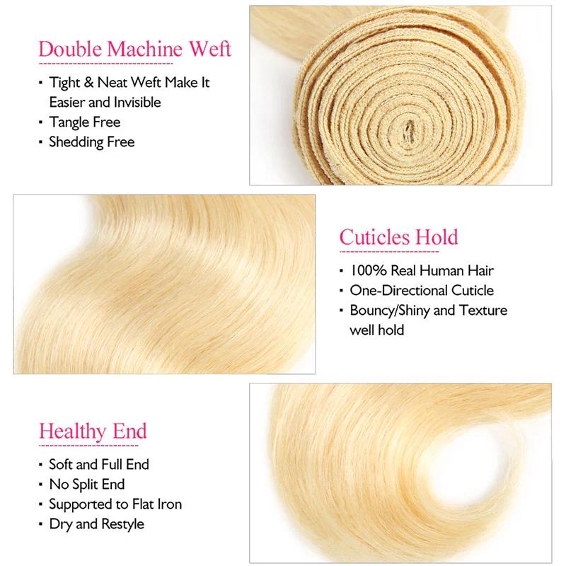613 Blonde Human Hair Bundles Body Wave Brazilian Human Hair Bundles Straight Hair 3 Bundles