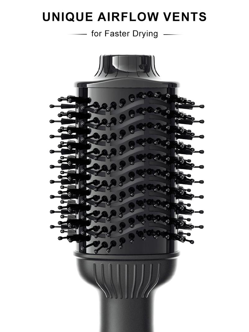 Aibesser 4-in-1 Dual Voltage Hot Air Handle Volumizer Hair Dryer Straightener Curler with Ceramic Tourmaline Ionic Curling Brush Lightweight Plug，Dryer/Curler/Straightener/Scalp Massager, Anti-Scald Bristles, Intelligent Heat Control, Cold & Hot Air Cycle