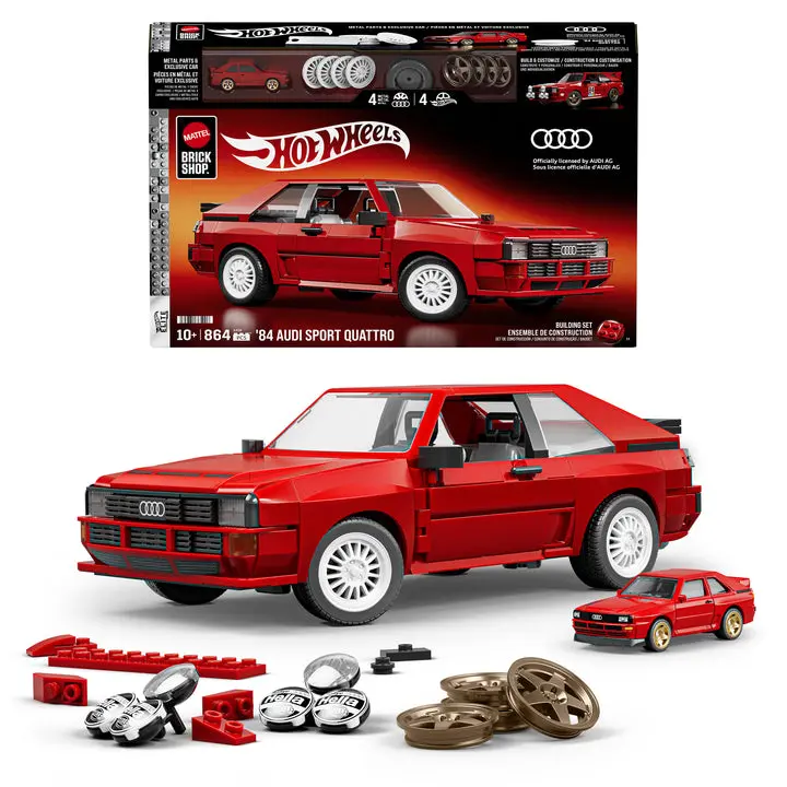 Mattel Brick Shop Hot Wheels ’84 Audi Sport Quattro Building Toy Kit (864 Pieces), For Collectors