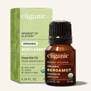 Cliganic Organic Bergamot Essential Oil 10 mL - 100% Pure, Vegan-Free, Aromatherapy Solution for Wellness and Therapeutic Applications Lemon Scent Healthcare