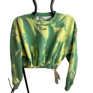 OFF White Tye Dye Xtra Crop Sweat Light Green Sweatshirt