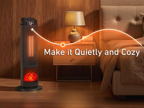 【Clearance Deal】24inch Space Heaters for Indoor Use, Portable Heater with 3 Light Colors, Adjustable Thermostat with Remote, Tip-over Protection Up to 95°F, 60°Oscillation,stop operating 30 seconds after the power is cut off.