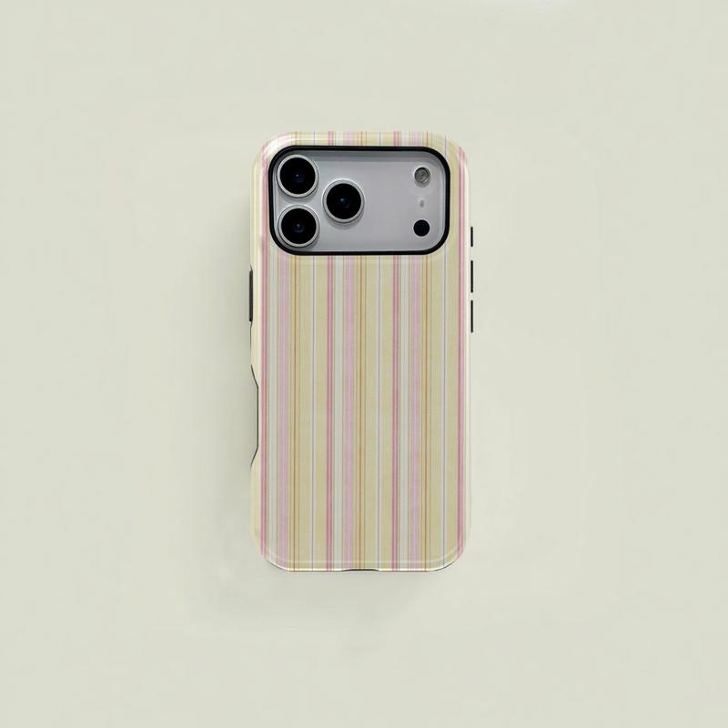 1 pc striped pink textured double layer protective case, solid 2-in-1 protective case for iPhone 17 16 15 Pro 14 13 12 11 Pro Max 14 Plus 15 Plus 16Plus 17Plus Samsung Galaxy S25 S24 S23 Ultra series protective case couple mobile phone case boyfriend gift