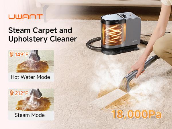 Uwant Steam Portable Carpet Cleaner , 18Kpa Powerful  Spot Cleaner Machine, Upholstery & Sofa Cleaner for Home，Car and Auto Detailer