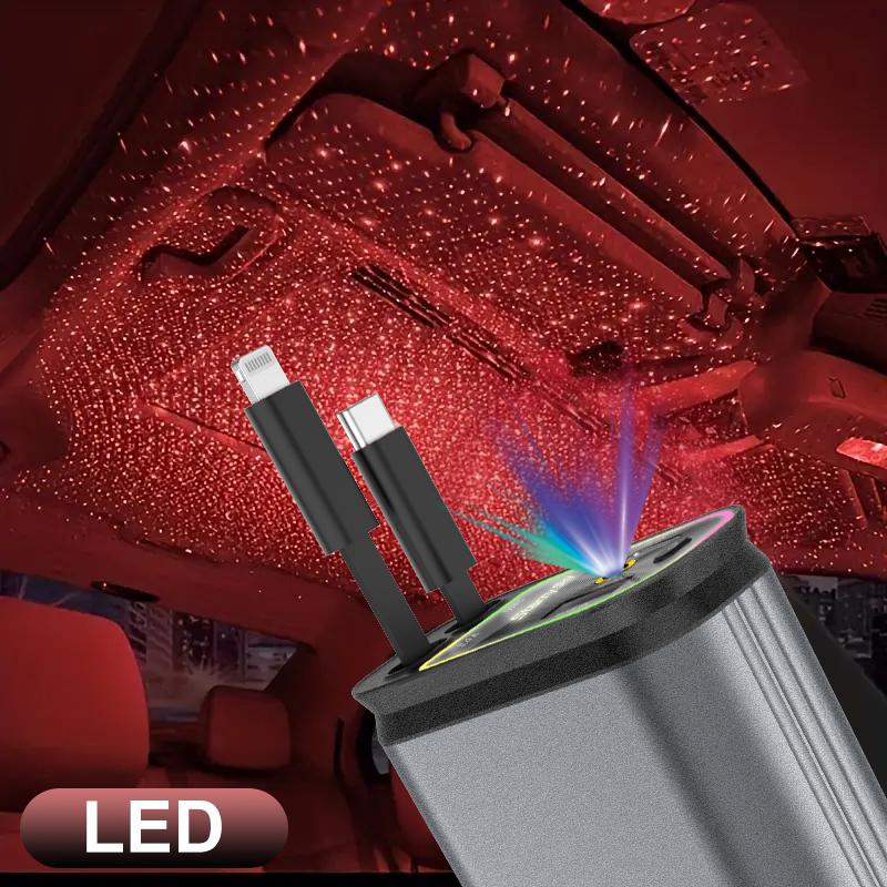 【New Airfreshener Starlight In Car Roof】5 in 1 Car Charger, Car Air Freshener with High Speed USB C Adapter with Lightning Cable & Charge Port for iPhone & Android Phone, Retractable Car Charger, Comes with 3 Bottles of Fragrance, Car Accessories
