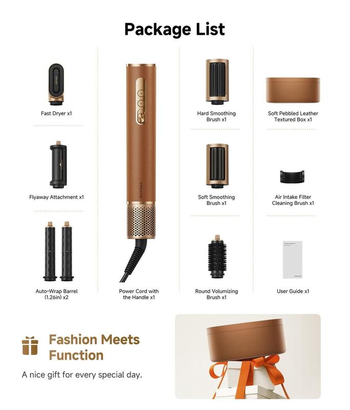 DREAME AirStyle Pro 7-in-1 Hair Styler with Fast Drying, Rated Voltage 110v-120v, 2 Curling Barrels, Volumizing Effect, Smoothing Brush, and Comfort for Enhanced Styling hair styling tools hair Straightener Curler Set Curly Iron lam ge multi curl