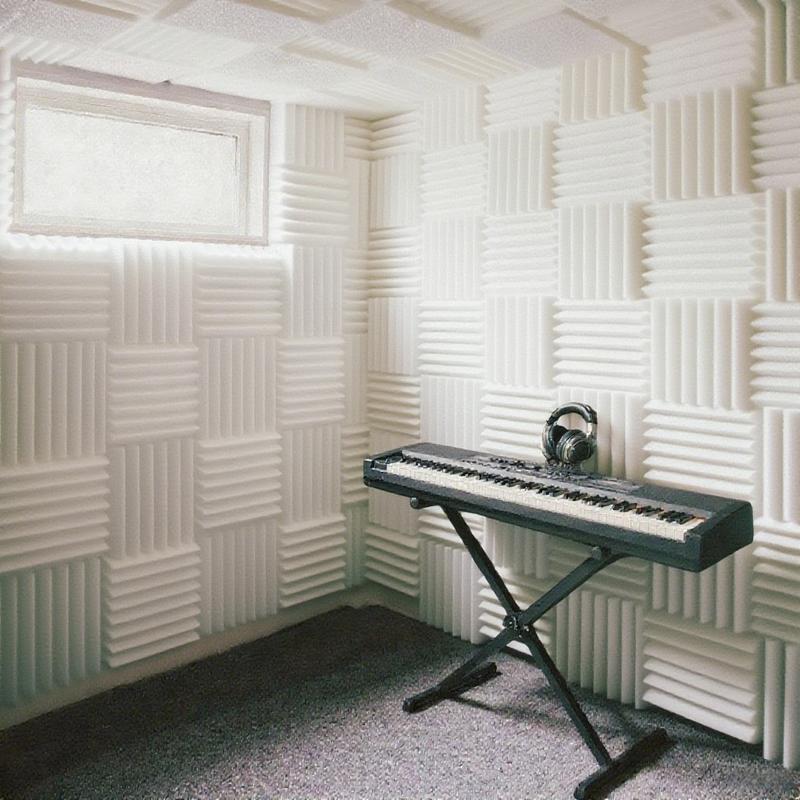 12/24/48PCS Black/White Acoustic Foam Panel Wedge Studio Soundproofing Wall Tiles, Sound Absorbing Panels For Ceiling Reading Room Meeting Room Study Library Club Cinema Music 12"X12"X1"