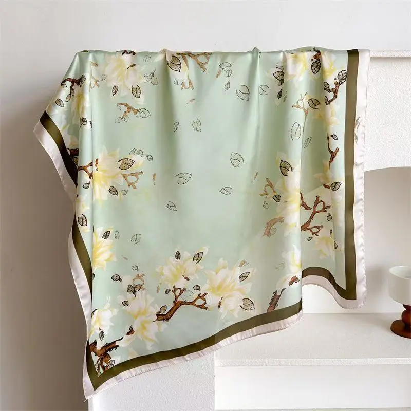 Women’s silk scarf, women’s headscarf, handkerchief, genuine silk scarf, elegant square silk scarf—suitable for weddings, parties, art dates, outings, travel, and as a gift for women.