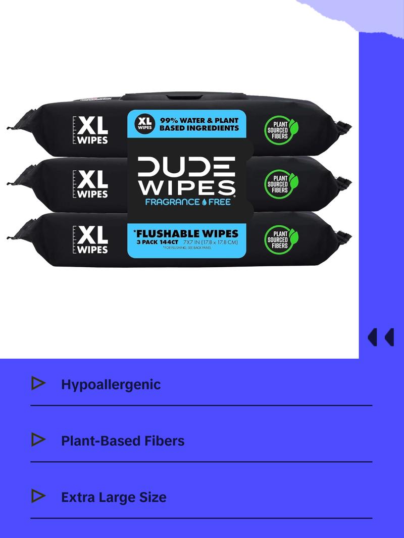 - Flushable Wipes - 3 Pack, 144 Wipes - Unscented Extra-Large Adult Wet Wipes - Vitamin-E & Aloe - Septic and Sewer Safe - Flushable Wipes - 3 Pack, 144 Wipes - Unscented Extra-Large Adult Wet Wipes - Vitamin-E & Aloe - Septic and Sewer Safe