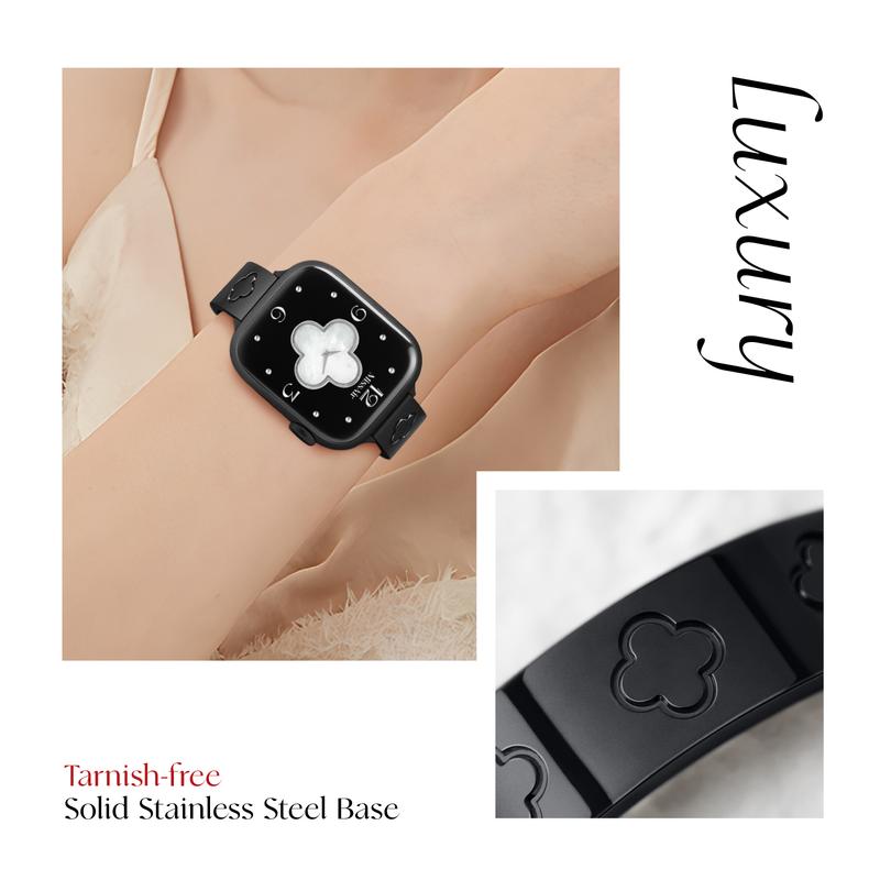 Missair Love&Luck Band 316L Stainless Steel Compatible with Apple Watch Series 1-11 SE Ultra (38-49mm) – Fashionable Luxury Watchband for iWatch Wearable Accessories