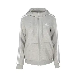 adidas Mens Essentials Fleece 3-Stripes Hoodie Athletic Outerwear Casual - Grey