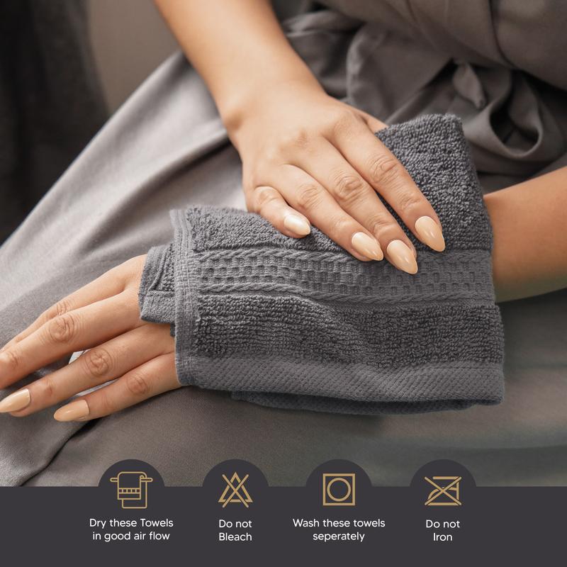 Utopia Towels 8 Piece Premium Towel Set 2 Bath 2 Hand & 4 Wash Cloths 600 GSM 100% Ring Spun Cotton Highly Absorbent for Bathroom Gym Hotel Spa Grey