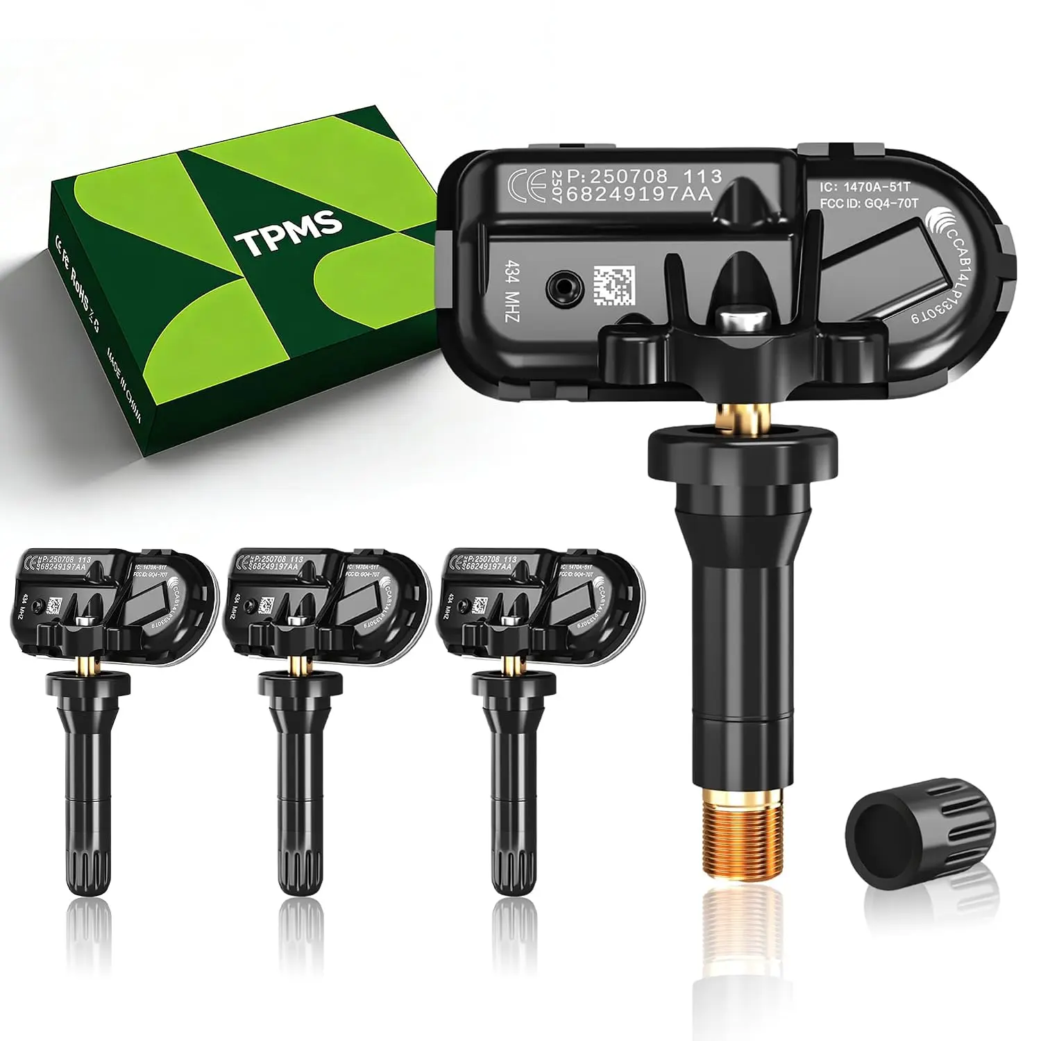 TPMS(Tire Pressure Sensor) 433Mhz with Ram 1500/Ram 2500 (4PCS) | Pre-Programmed TPMS Compatible With Ram 1500 2014-2018|Ram 2500 2014-2023|Ram 3500 2014-2023/OE#68249197AA,68157568AA