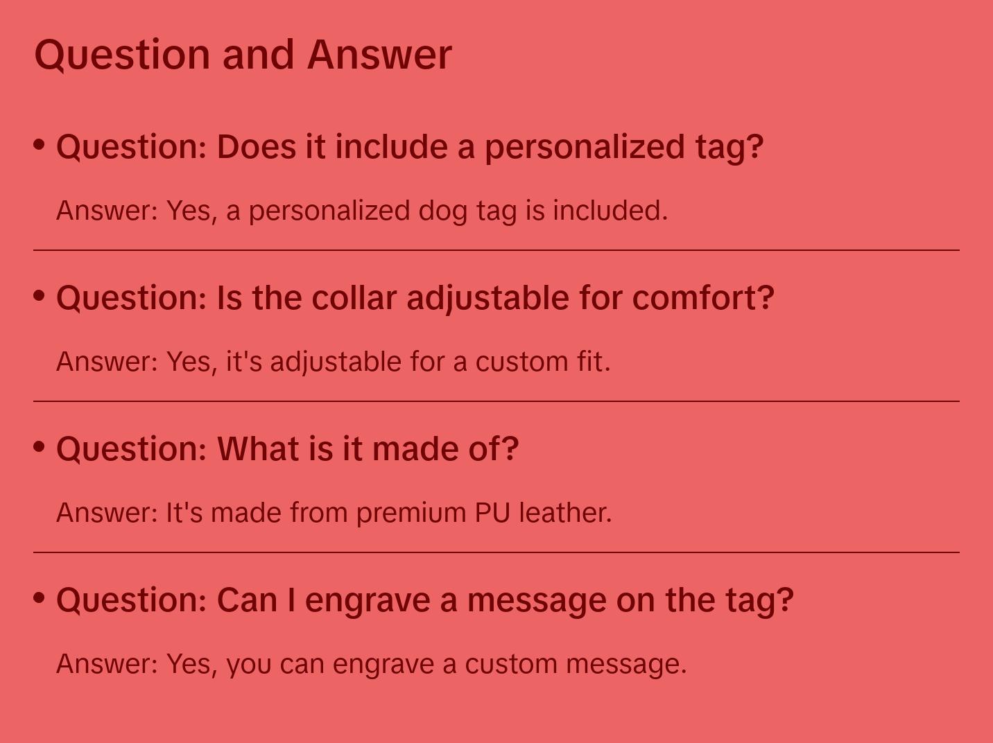 JACK Rivets Handmade PU Leather Dog Collar