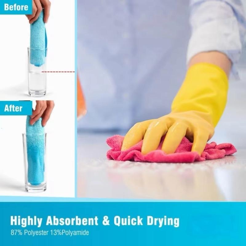 Microfiber Reusable 300gsm Square Towels Knitted Cloth Rags for Kitchen Bath Wall Glass Car Cleaning Packaged in Bag